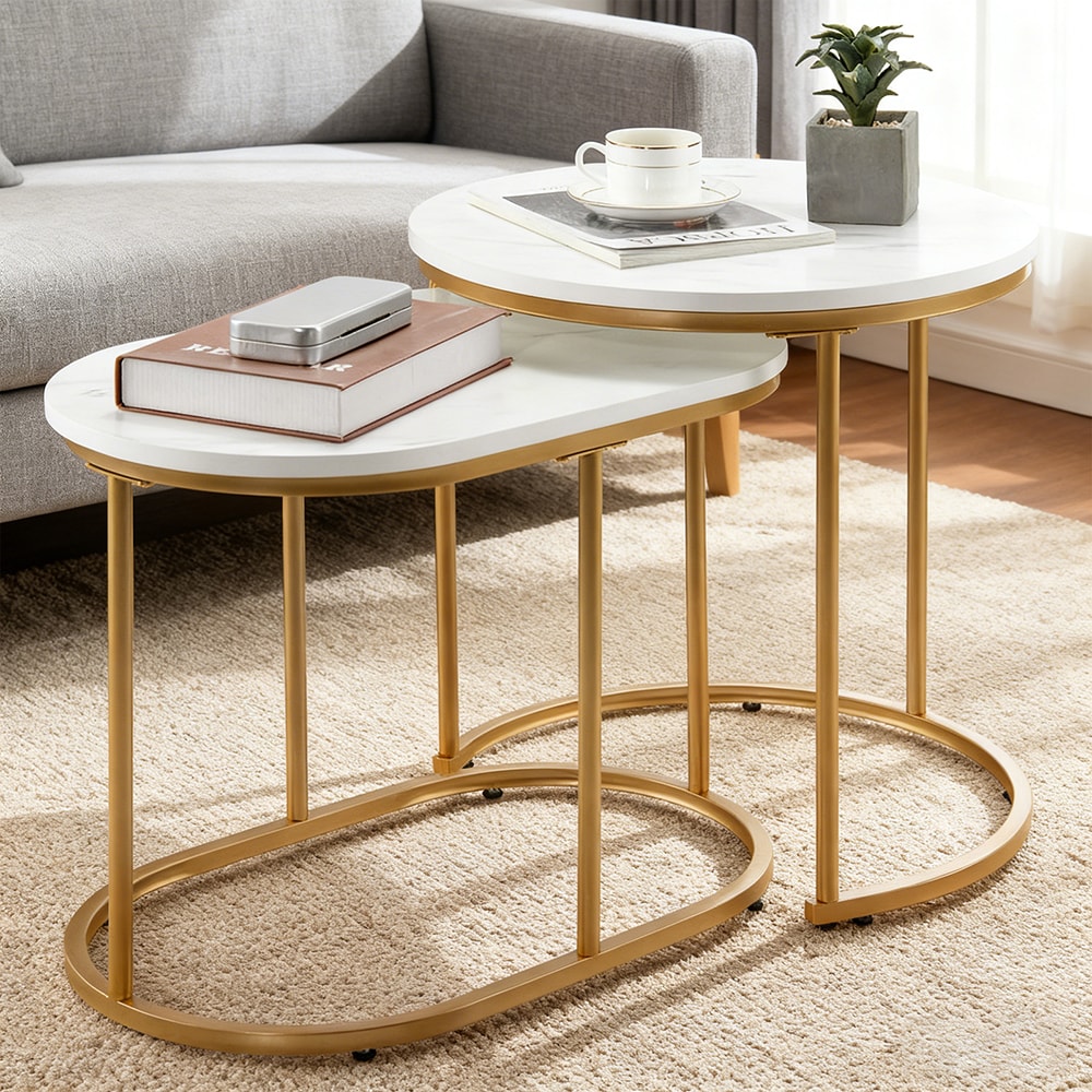 Modern Marble Look Stacking Nesting Coffee Table Set_voghion.com